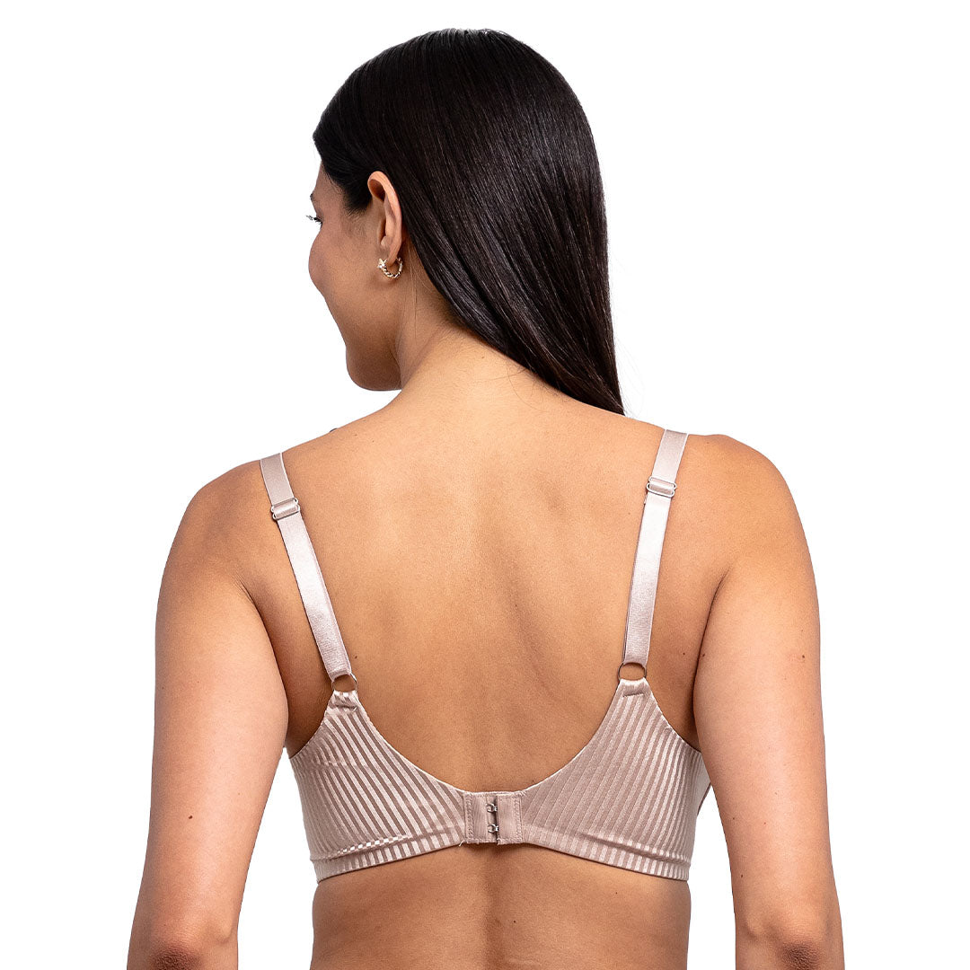 Brasier beige estampado de rayas sin varilla 25282 Carnival