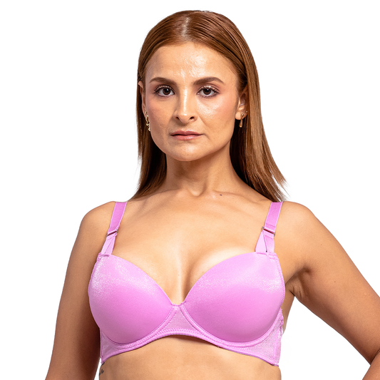 Brasier con varilla, push up, tela efecto glitter 25298F Fashion