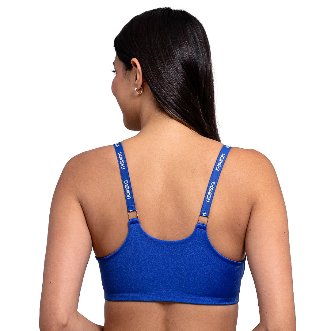 Brasier azul con varilla, broche al frente, ligero push up 25308F Fashion