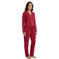 Pijama roja de manga larga con cuello clásico 3057PJ