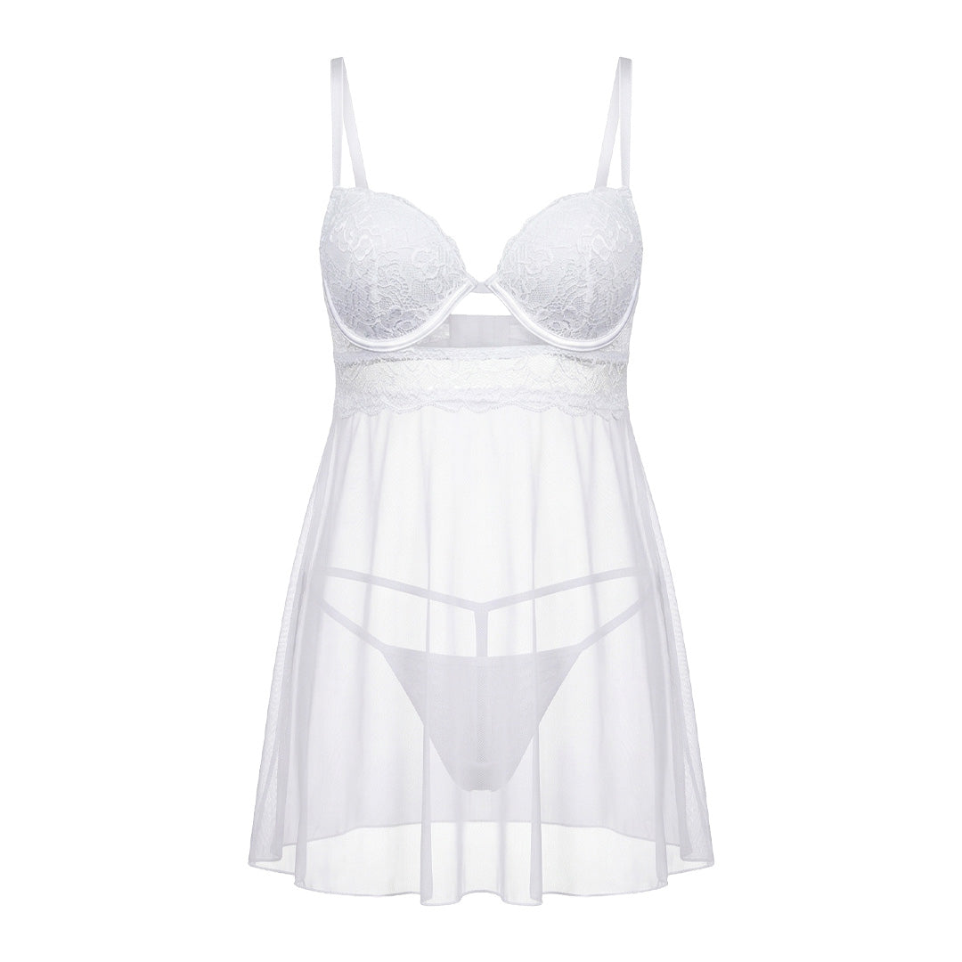 Baby doll blanco con encaje 4741 Lady Carnival