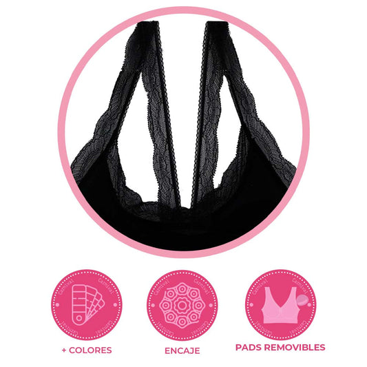 Top negro seamless con detalles de encaje  5363 Teens Carnival Lenceria