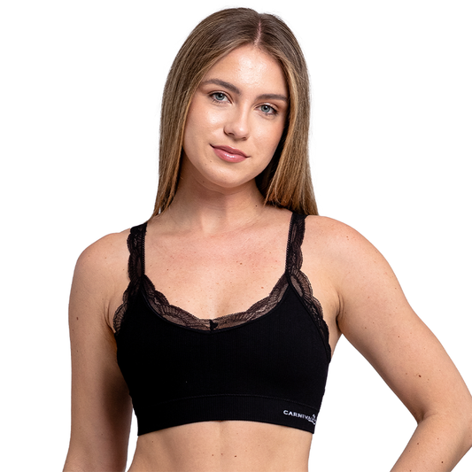 Top negro seamless con detalles de encaje 5363 Carnival