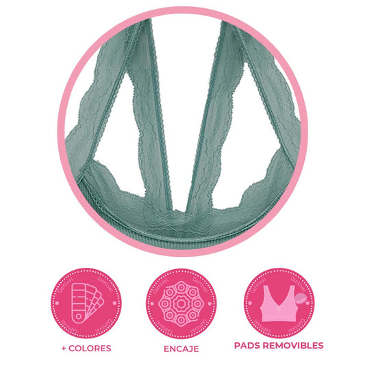 Top seamless con detalles de encaje, tirantes cruzados  5363 Teens Carnival Lenceria