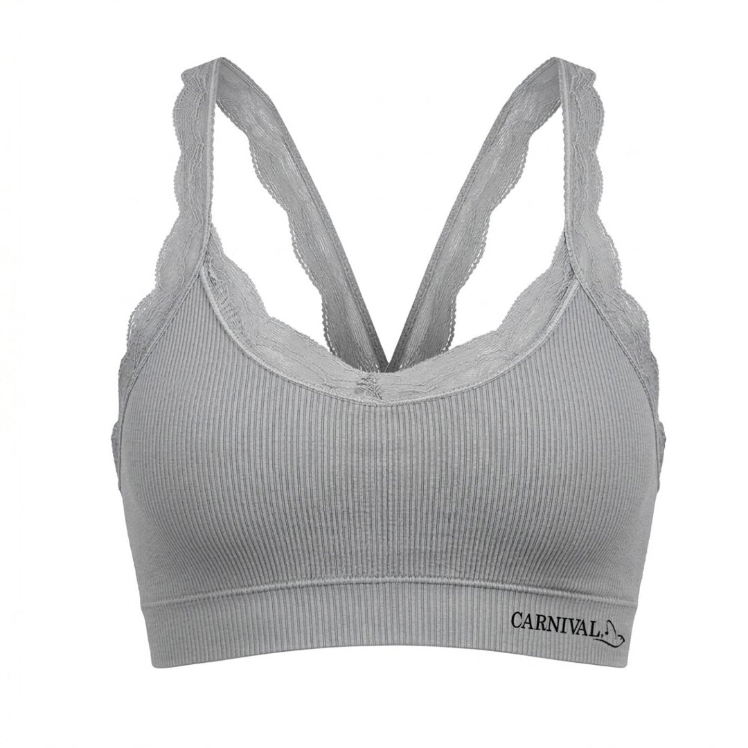 Top gris seamless con detalles de encaje 5363 Carnival
