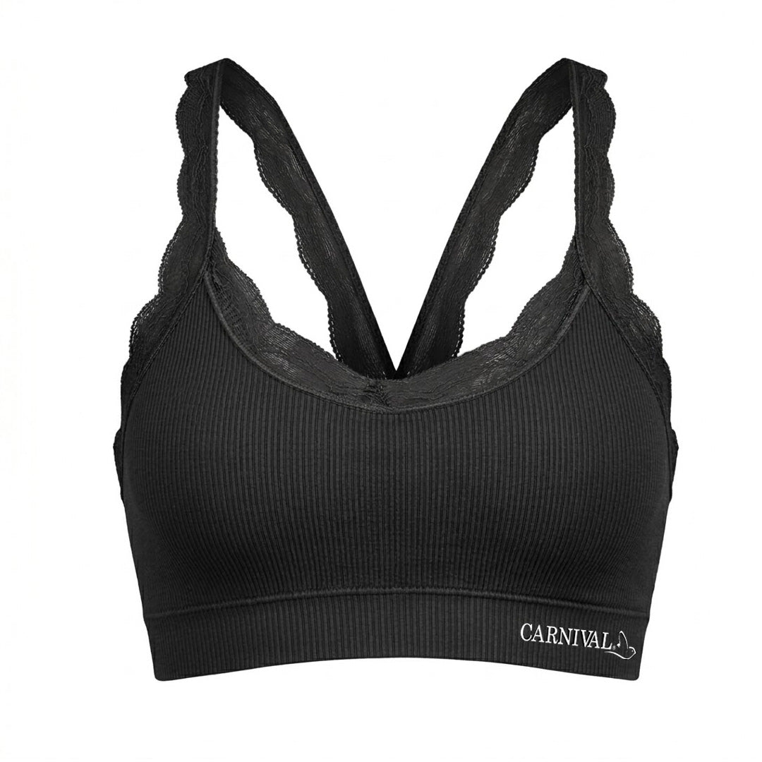 Top negro seamless con detalles de encaje 5363 Carnival