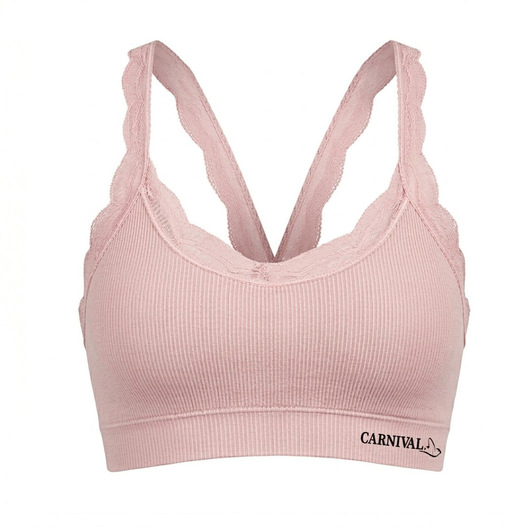 Top rosa seamless con detalles de encaje  5363 Carnival