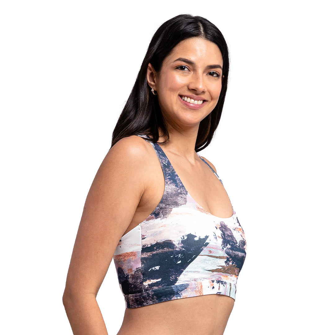 Top estampado deportivo, espalda cruzada, pads removibles 5804F Fashion