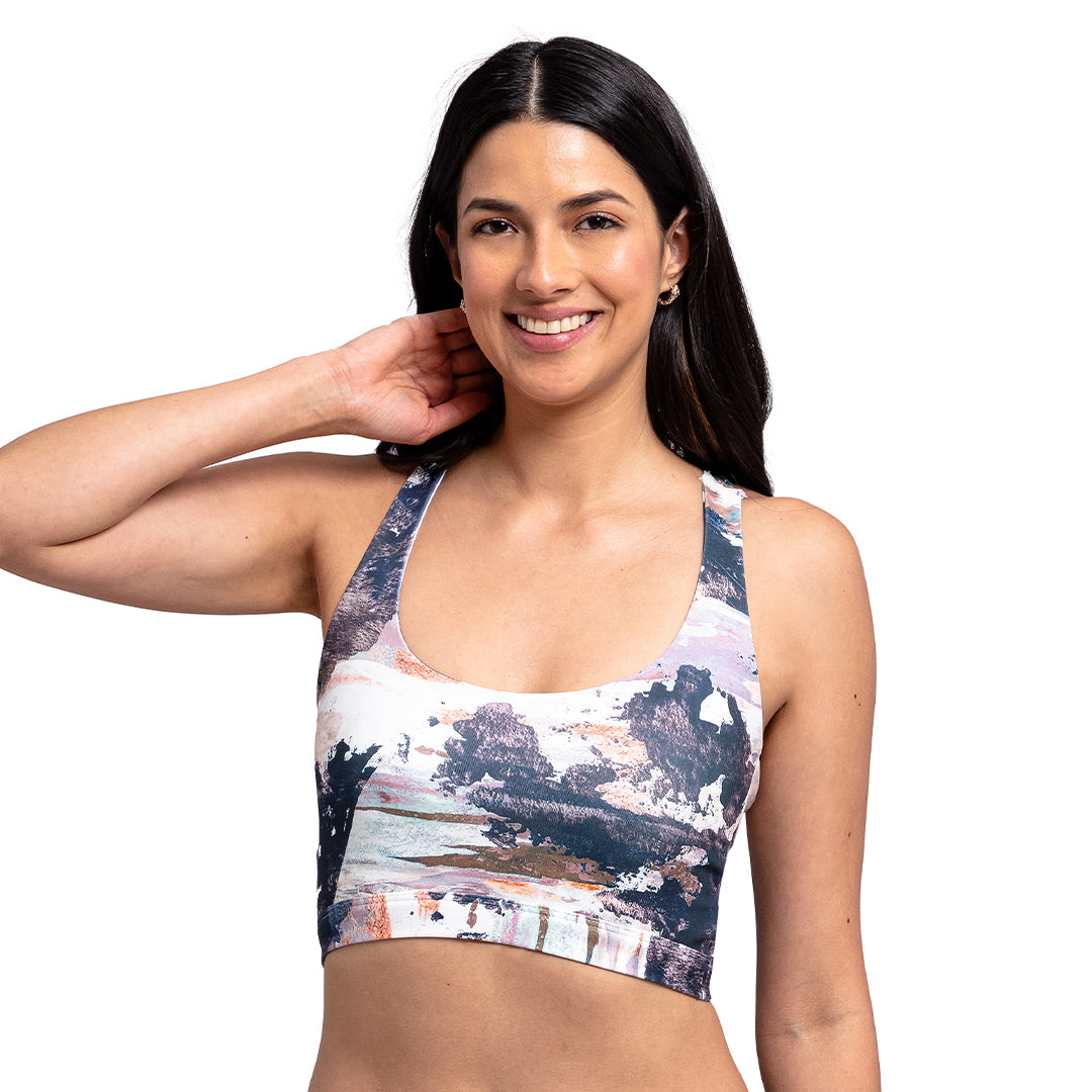 Top estampado deportivo, espalda cruzada, pads removibles 5804F Fashion