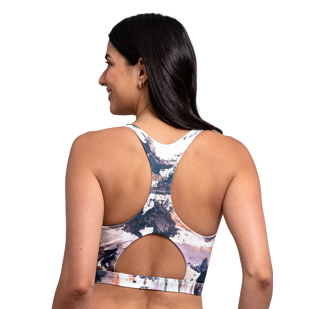 Top estampado deportivo, espalda cruzada, pads removibles 5804F Fashion