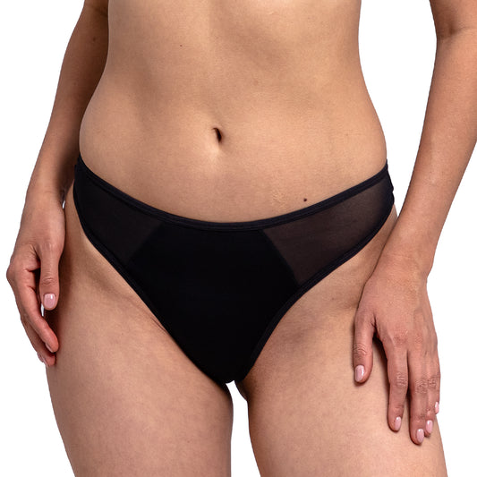 Tanga negra con detalles de mesh 65166 Carnival