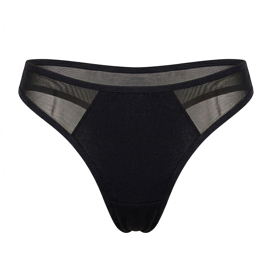Tanga negra con detalles de mesh 65166 Carnival