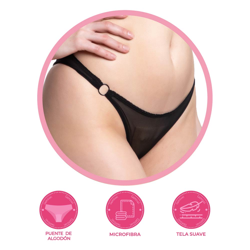 Panty negro coordinable con transparencias 74394 Carnival Carnival Lenceria