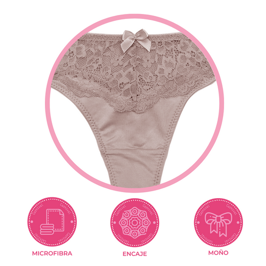 Tanga coordinable con detalles de encaje taupe 64516 Carnival Carnival