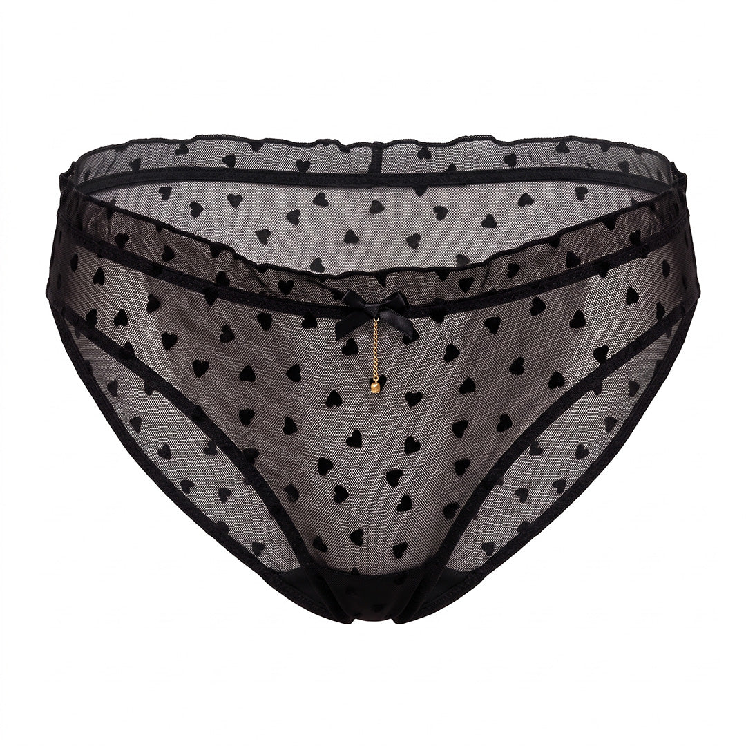 Panty de mesh con corazones en terciopelo 75068F Fashion