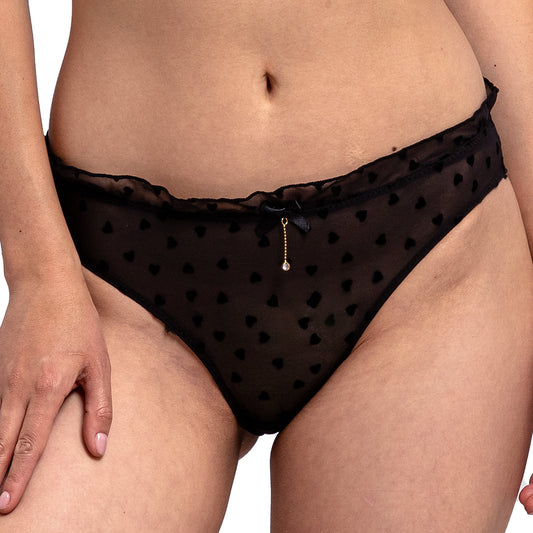 Panty de mesh con corazones en terciopelo 75068F Fashion