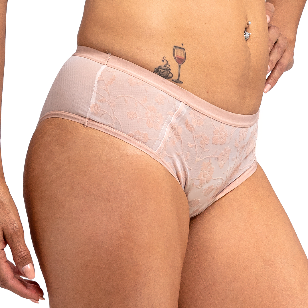 Panty de mesh con detalles de flores en terciopelo 75096L Lady Carnival
