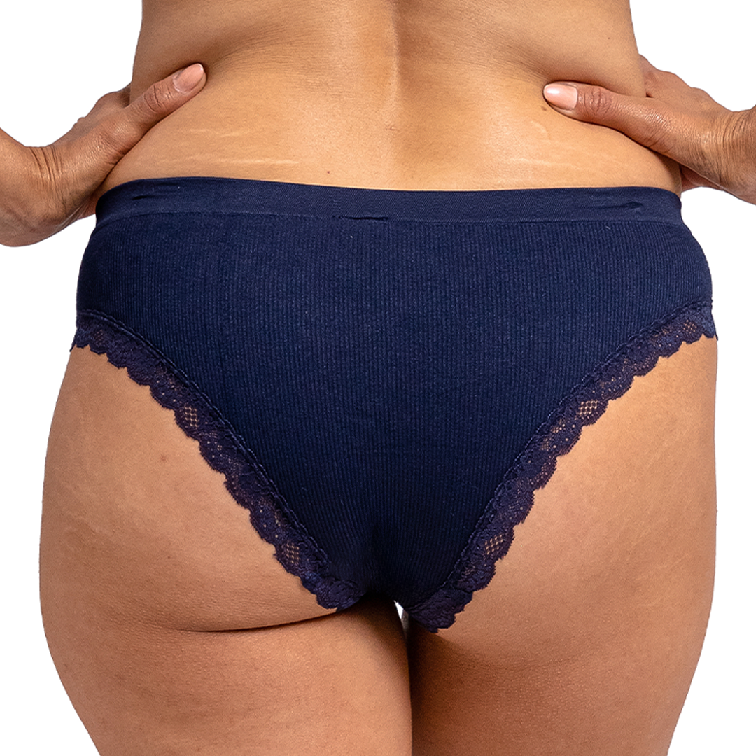 Panty azul acanalada con detalles de encaje 75119 Carnival