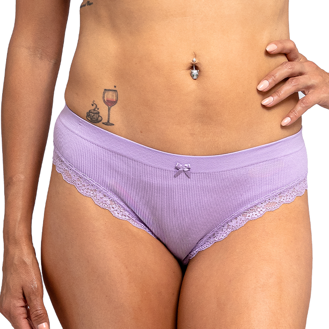 Panty acanalada con detalles de encaje 75119 Carnival