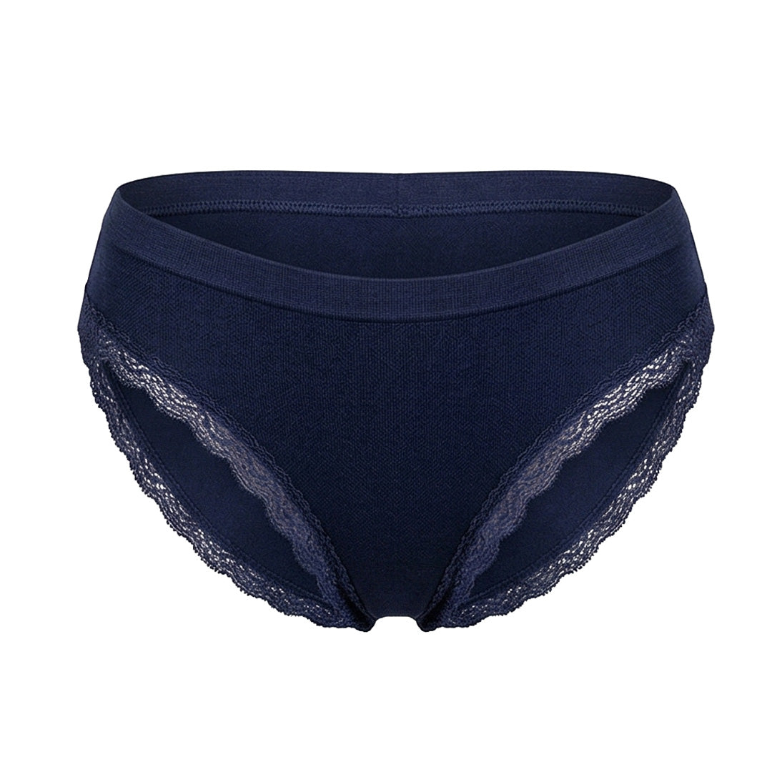 Panty azul acanalada con detalles de encaje 75119 Carnival