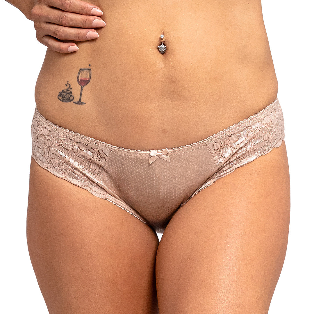 Panty básica con detalles de encaje moka 7535 Carnival