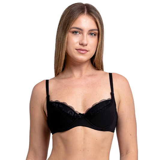 Brasier negro con encaje sobre las copas y moño 816 Carnival
