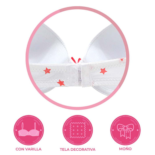 Set de 2 brasier teen con copa preformada y varilla  24193 Teens Carnival Lenceria