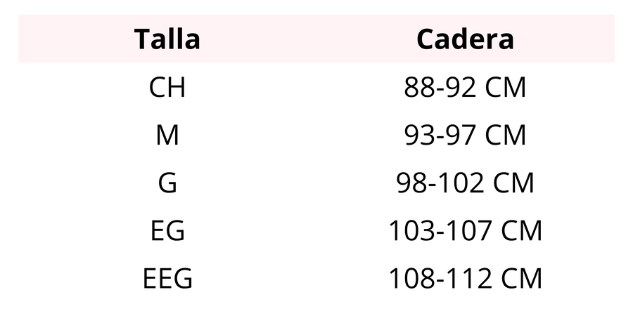 Tabla de medidas completa - Guía de tallas teens con medidas de busto, cintura y cadera