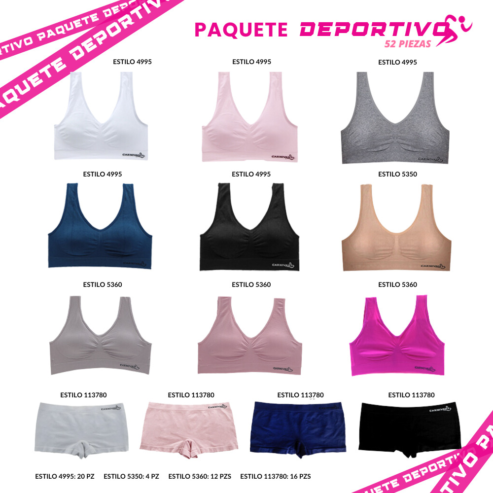 Paquete deportivo con 52 piezas a precio de mayoreo PACK 001 DEPORTIVO Carnival