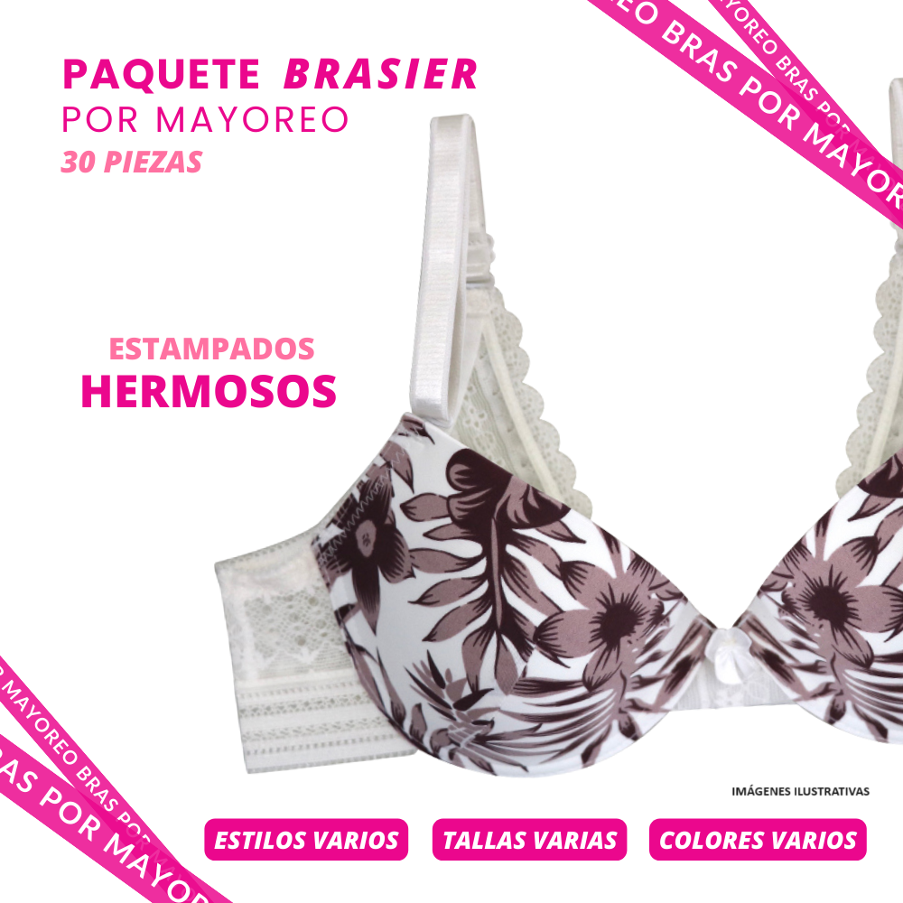 Paquete de 30 brasier a precio de mayoreo PACK 006 BRA MAYOREO Carnival