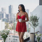 Baby doll rojo de mesh detalles en contraste 3118 Carnival